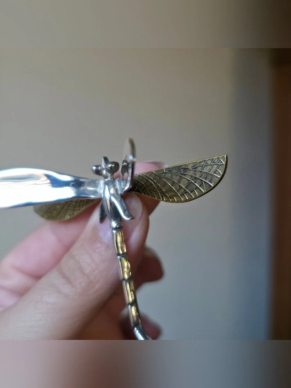 Sterling Silver 925 and Brass Dragonfly Brooch